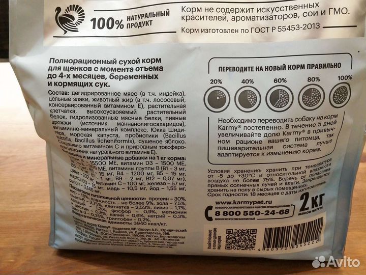 Сухой корм для собак Karmy индейка