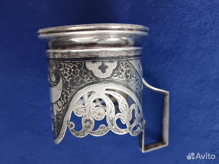 Подстаканник серебро 875 пробы + стакан