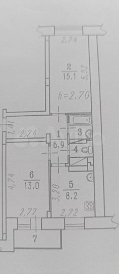 2-к. квартира, 46,7 м², 8/8 эт.
