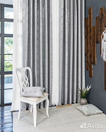Шторы мрамор Зарина светло-серый готовые