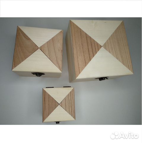 Шкатулки для декора деревянные, набор из 3-х шт