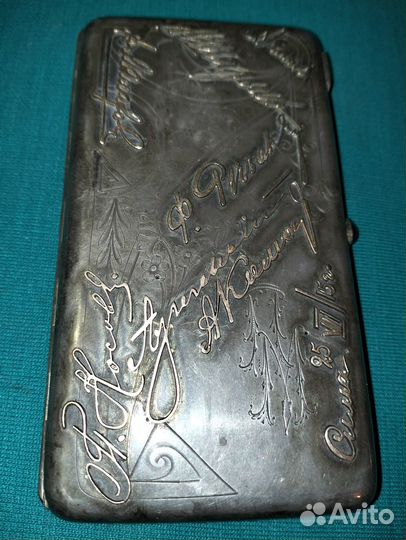 Царский Портсигар - Серебро, Золотые Накладки