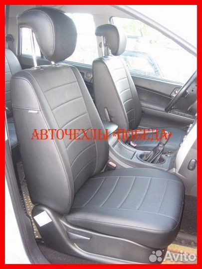 Чехлы Ssangyong Kyron из экокожи чёрные Классика