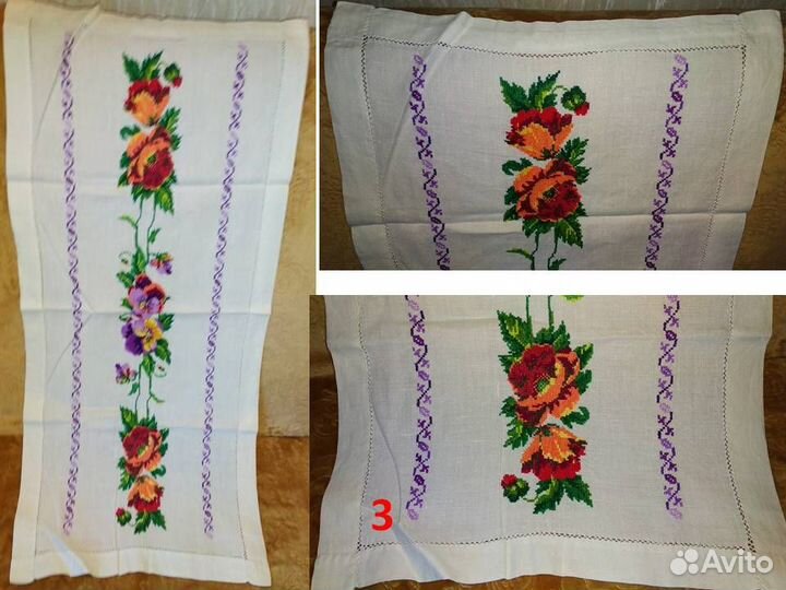 Скатерть,салфетка,накомодник,лен,крестик винтаж