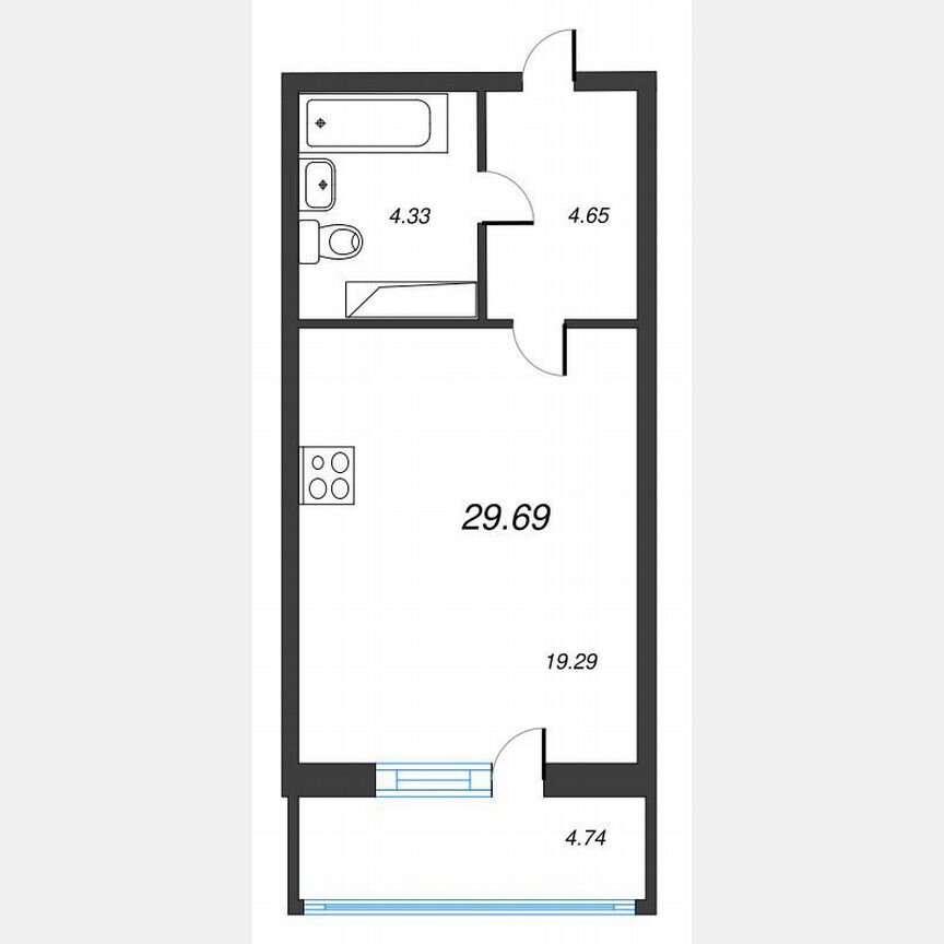 Квартира-студия, 33 м², 20/22 эт.