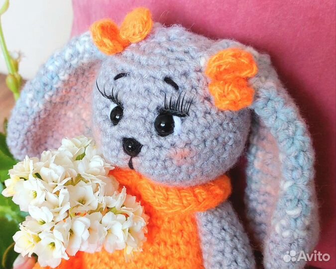Зайка, вязанная крючком игрушка, ручная работа