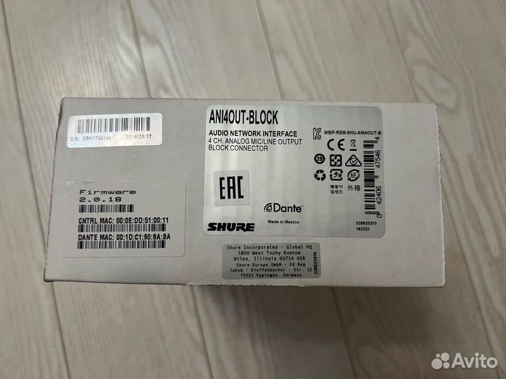 Сетевой аудио интерфейс shure ANI4OUT-block