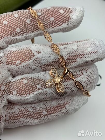 Браслет позолота Gucci с пчелкой 19 см
