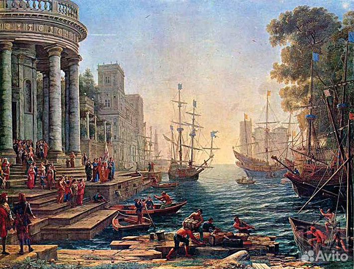 Гобелены в золотых рамах под стеклом