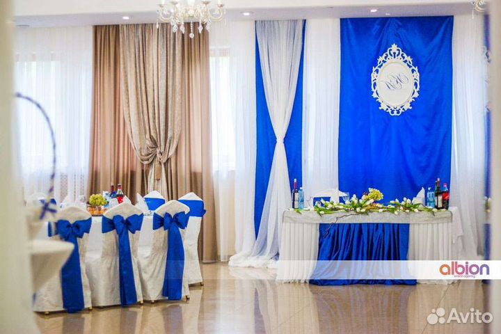 Банты и ленты синие на стулья продажа