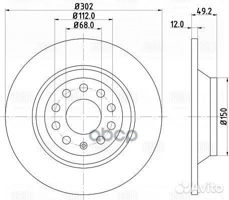 Диск тормозной задний Audi A6 (04) d302 DF180140