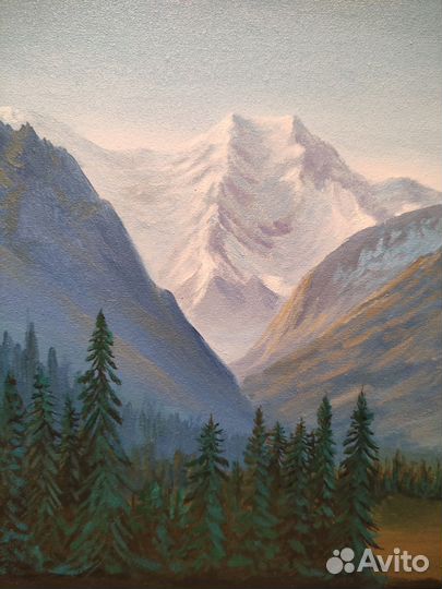 Картина маслом на холсте пейзаж горы природа