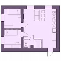 3-к. апартаменты, 46,5 м², 2/5 эт.