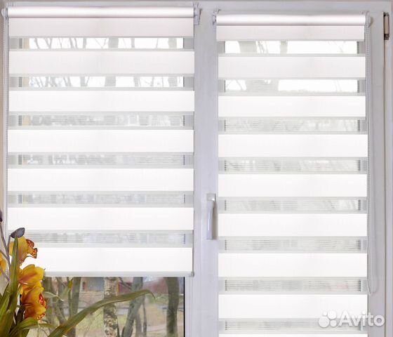 Рулонные шторы 65х160, День-ночь белый Омск