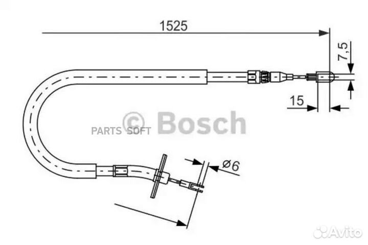 Bosch 1987477858 Трос ручного тормоза R