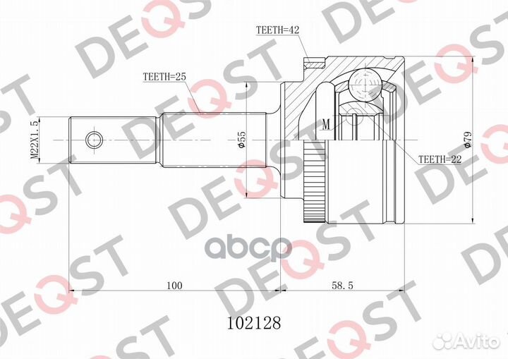 ШРУС nissan almera 1.5 00- нар.(ABS) 102128 deqst