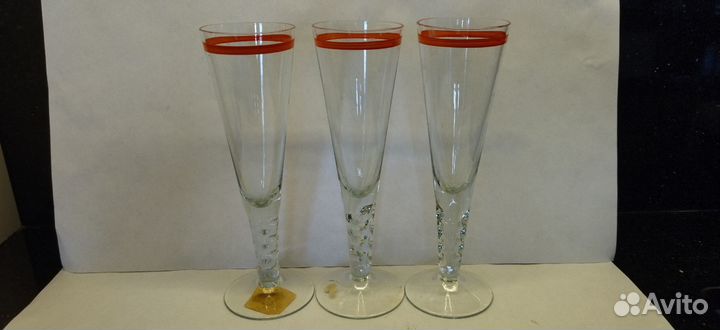 Шампанки,фужеры, стекло, 3шт одним лотом СССР Попа