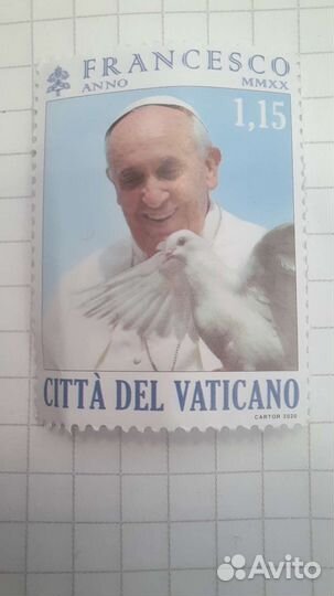Почтовая марка Ватикана 2020 г папа Франциск