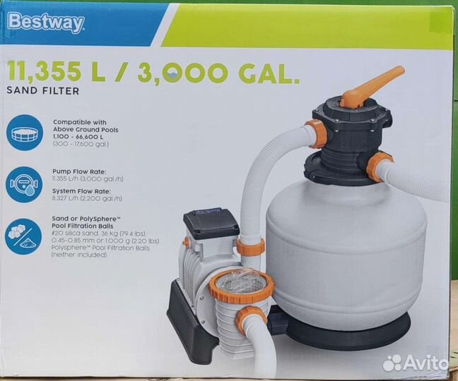 Песочный фильтр для бассейна 11355л/ч Bestway58486