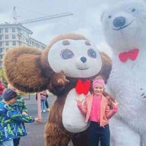 Белый Мишка Поздравление. Ростовая Кукла. Аниматор