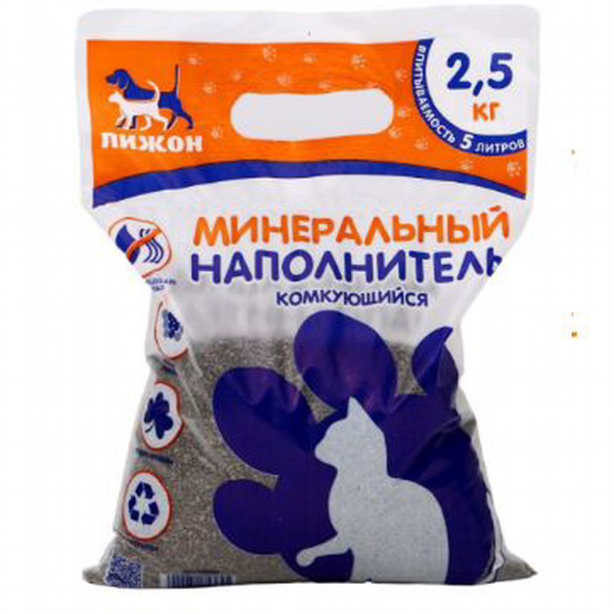 Наполнитель минеральный комкующийся "Пижон", 2,5 к