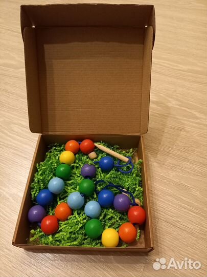 Деревянные бусы-шнуровка