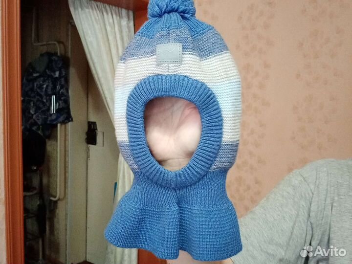 Шапка шлем на мальчика осенний 1-2 года