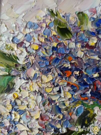 Картина сирень цветы маслом на холсте на картоне