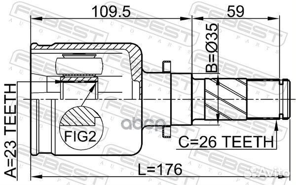 Шрус внутренний L 23x35x26 mazda 3 BK 2003-2006