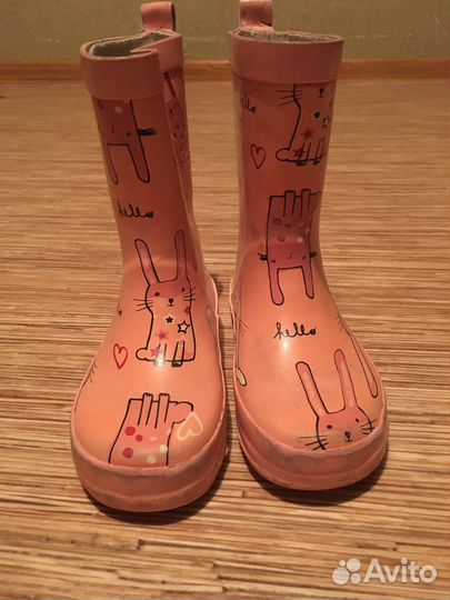 Сапоги резиновые 24 розовые зайки