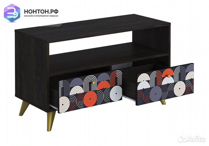 Тумба под тв Фьюжн vinil / камень угольный