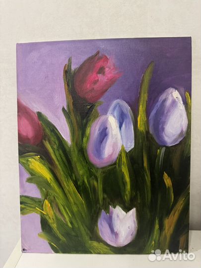 Картина маслом тюльпаны