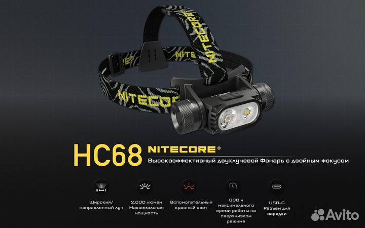 Nitecore HC68 - 2000 люмен