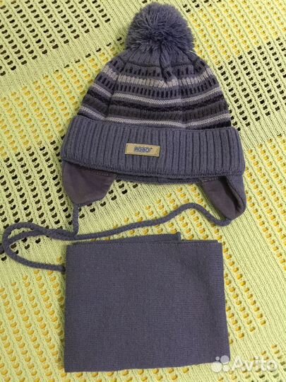 Шапка с шарфом на 1,5-2 года