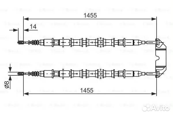 Трос ручного тормоза opel vectra B -03 1455мм