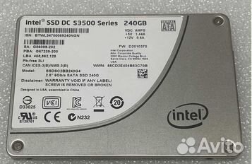 SSD intel 2.5 DC S3500 240 Гб MLC
