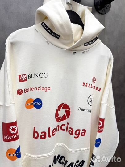 Худи Balenciaga оверсайз рваный