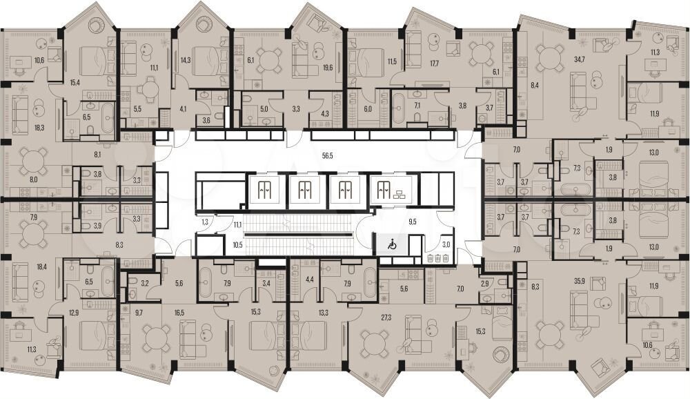 2-к. квартира, 61,6 м², 32/39 эт.