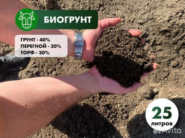 Почва 40%, низинный торф 30%, перегной 30% - смесь