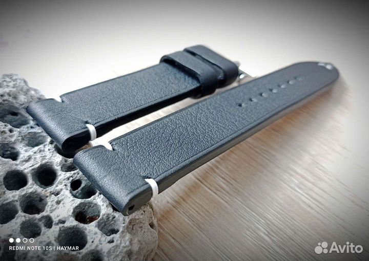 Ремешок для часов 20 мм черный ручной работы