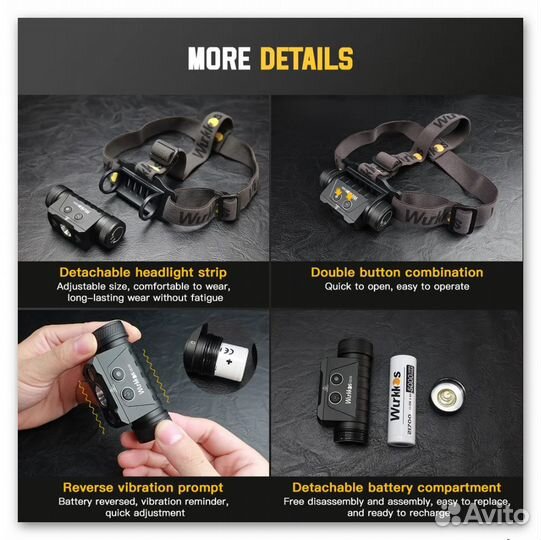 Магнитный фонарь Wurkkos HD50 4000 лм красный цвет