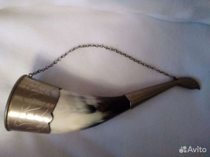 Красивый сувенирный рог Винтаж СССР