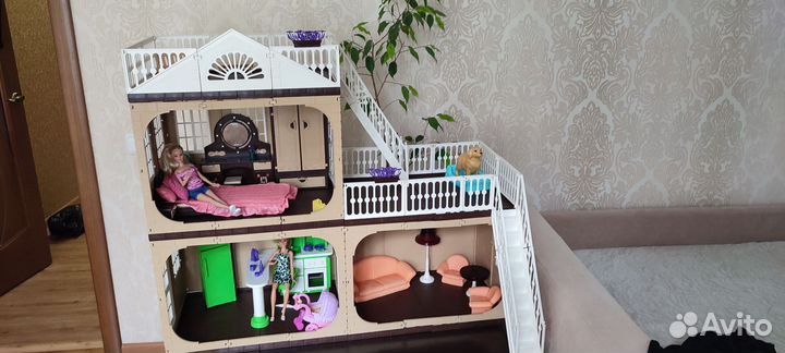 Кукольный дом с мебелью, коттедж Огонек