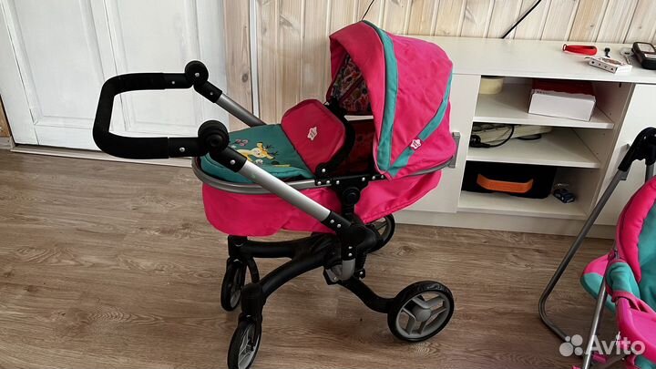 Комплект для куклы. Коляска, стульчик, качели