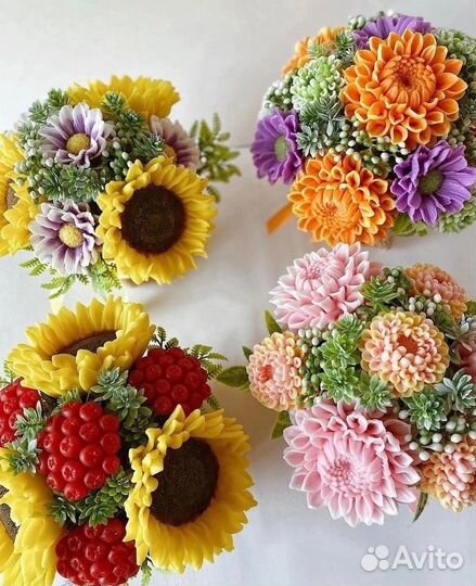 Силиконовая форма доя мыла пион, роза, ромашка