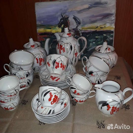 Чайный сервиз Дулево. Кофейный. Кизил. новый