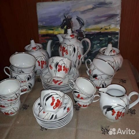 Чайный сервиз Дулево. Кофейный. Кизил. новый
