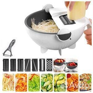 Вращающаяся овощерезка дуршлаг терка 9в1