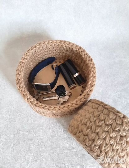 Вязаные корзинки из джут