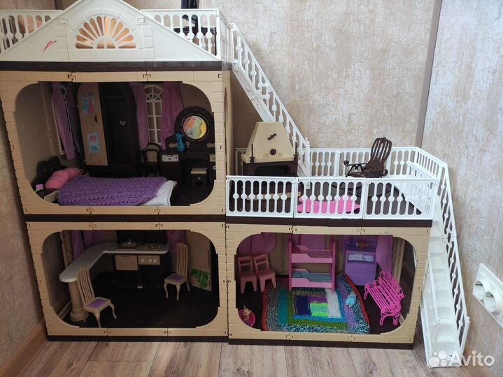 Кукольный домик для барби с мебелью
